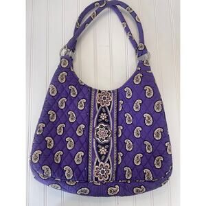 Vera Bradley Simply Violet Paisley Tote Bag Purse Double Handle